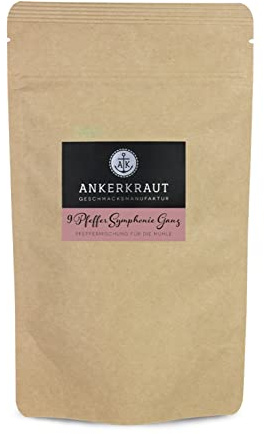 Ankerkraut 9-Pfeffer-Symphonie ganz, 450g im XXL-Beutel, Pfeffer für die Mühle, Einzigartiger Mix Verschiedener Sorten, Premium Qualität