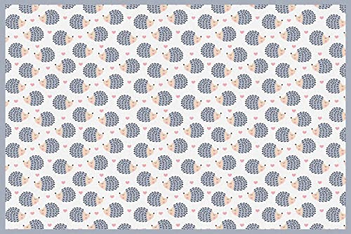 VINILIKO Design | Alfombra Vinílica Erizos y Corazones 100x150 cm - Antideslizante, Impermeable, Lavable - Varios Tamaños - Alfombra Vinilo Salón, Cocina