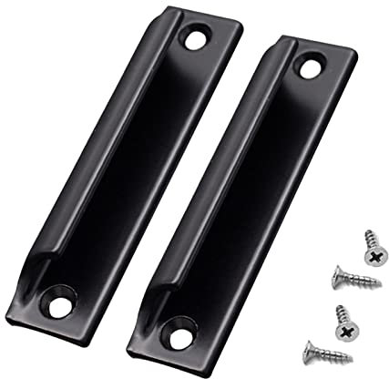 Poignée en alliage d'aluminium 2 pièces | Poignée de porte coulissante | Poignée de porte de balcon | Poignée de tiroir d'armoire | Pour fenêtres, quincaillerie de meubles avec vis（le noir）