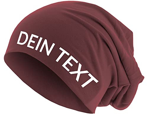Roughtex Jersey Beanie personalisierbare Mütze eigener Text | 95% Baumwolle 5% Elasthan – Damen Herren – doppellagig - bedruckbar mit Name, Spruch, Schrift