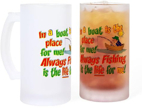 CafePress Always Fishing 16 oz Frosted Glass Beer Mug