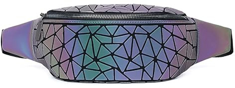 Bauchtaschen Mode Damen Gürteltasche geometrische leuchtende holografische reflektierende Hüfttasche für Party Festival, Sport, Outdoor Travel
