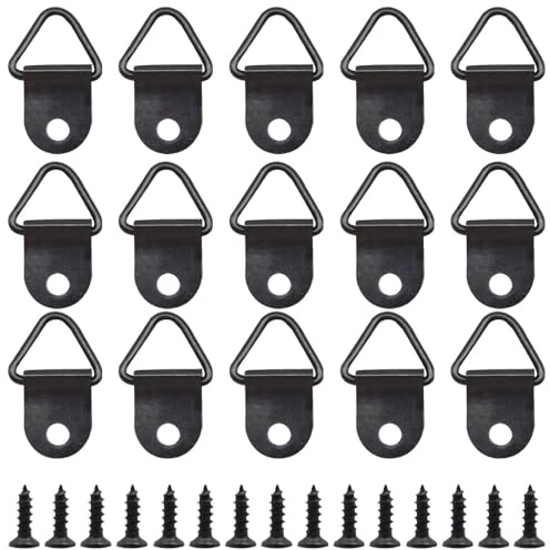 Ruidee 100 Pezzi Ganci per Cornici Cornice con Gancio a Triangolo Ganci Appendi Quadri con Viti Attaccaglie D Anelli Cornice per Foto Appendere Ganci (SJG/Black)