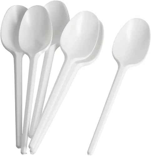 VIVAAS Reusable and Washable White Plastic Spoons Perfect for Parties, Birthdays, Caterings, Picnics & Restaurants Cutlery Tablespoon, Plastic Cutlery for Everyday Tableware Dinnerware (500)