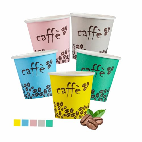 DETERMONDO Bicchierini da Caffè, 500 Pezzi, Usa e Getta Biodegradabili 75 ml, Tazzine Caffè Espresso Monouso Compostabili Ecologiche in Carta, Resistenti, Ideali per Bar e Uffici, Made In Italy
