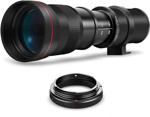 High-Power 420-800mm f/8 Manual Telephoto Lens for Nikon D500, D600, D610, D700, D750, D800, D810, D850, D3100, D3200, D3300, D3400, D3500, D5000, D5200, D5300, D5500, D5600, D7100, D7200, D7500