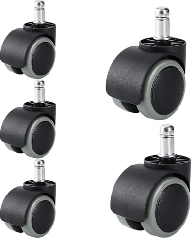 5er Hartbodenrollen, Bürostuhl Drehstuhl Rollen Stift 11 Mm, Stuhlrollen Parkett, Büro-Stuhl-Rollen für Hartböden, Einstellbare Externe Bremse, Grau (Size : 2in Circlip Model (Gray 5pcs))