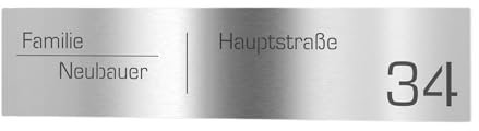 Graviers Design Briefkastenschild aus Edelstahl für Briefkasten selbstklebend - Namensschild Hausnummer Straße Schild personalisiert mit Lasergravur Design 2
