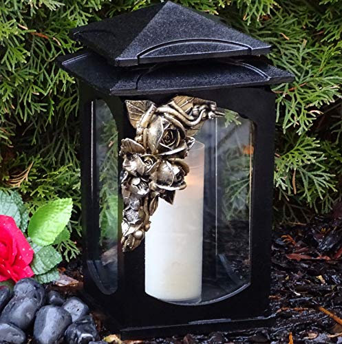 Grablaterne Grablampe Bassilika Massiv Weiss 30,0cm Grabschmuck Grablicht Grableuchte Lampe Laterne Licht Kerze Grabkerze Grabdekoration