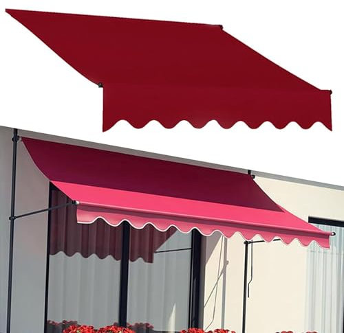 JJENXYYDS Balkonmarkise Klemmmarkise mit Handkurbel Balkon UV-Beständig Markise Wandmontage Balkon mit Manueller Handkurbel für Terrasse Balkon,350cm