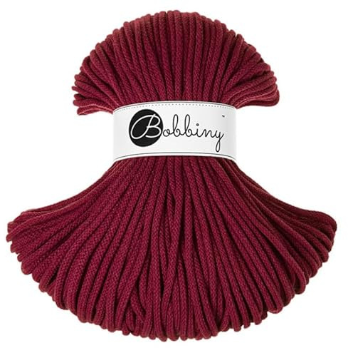 Bobbiny Makramee-Schnur, geflochten, 5 mm, 100 m, Weinrot