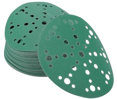 A ABSOPRO Dischi Abrasivi 6 Pollici 49 Fori 150 Grana Carta Vetrata Gancio e Anello in Ossido di Alluminio Verde 50pz