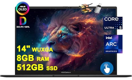ASUS Zenbook 14 OLED Business AI Ordinateur portable 14 WUXGA OLED Écran tactile (550 nits 100 % DCI-P3 brillant) Intel 14-core Ultra 5 125H 8 Go RAM 512 Go SSD rétroéclairé Thunderbolt Harman/Kardon