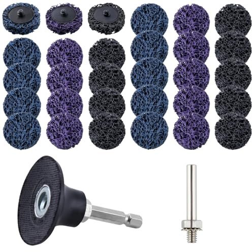 LEONTOOL 32 PCS Quick Change Easy Strip Discs for Drills, 2 Paint Stripper Wheel Disc with 1/4 Hex Shank, Poly Abrasive Wheel Die Grinder Attachments for Paint Coating Rust Welds Oxidation Removal