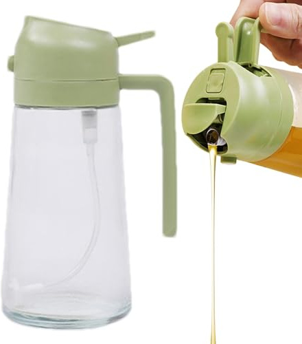 Botellas de aerosol de aceite - Dispensador de aceite 2 en 1 | Dispensador de aceite | Dispensador de botella de aceite | Botella rociadora de aceite de vidrio | Pulverizador de aceite para cocinar |