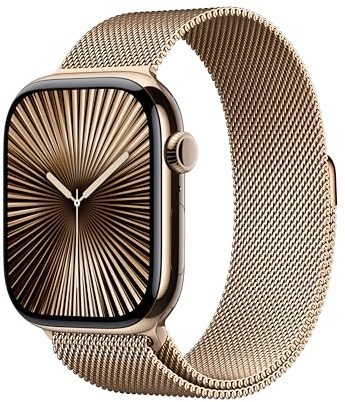 Apple Watch Series 10 GPS + Cellular 46mm Boîtier en Titane Or avec Bracelet Milanais Or M L