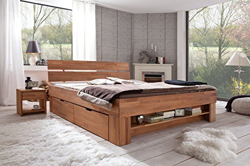 Generisch Futonbett Kernbuche massiv geölt mit Bettkasten 180x200 cm