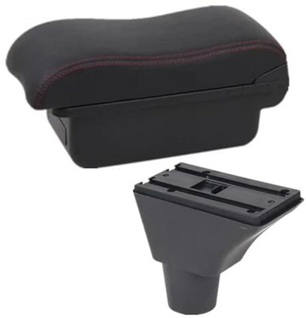 QIBBEI Fácil de Limpiar Piezas De Modificación De Coche, Reposabrazos Interior, Almacenamiento, Portavasos Telescópico, Accesorios para Ibiza 6j 6L(A Red Black No USB)