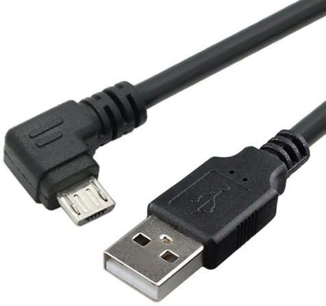 JSER Câble de données et de chargement, coudé à gauche à 90 degrés, type micro USB 2.0 5 broches vers USB 2.0 type-A, 480 Mbit/s, données pour téléphone, tablette, ordinateur, appareil photo (25 cm)