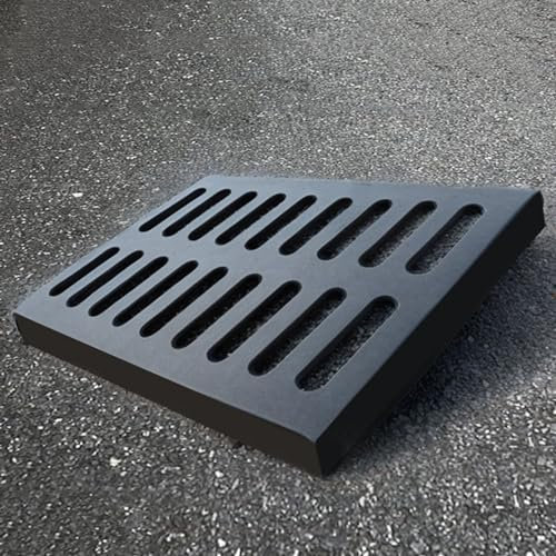 Trough Type Drainage Ditch,Trough Guttering，8/10/12/14/16 Inch(W) Cast Iron Channel Drain Grate Cover, Outdoor Floor Drain Cover for farms parking deck porch, Rectangular Plate for Load Walk