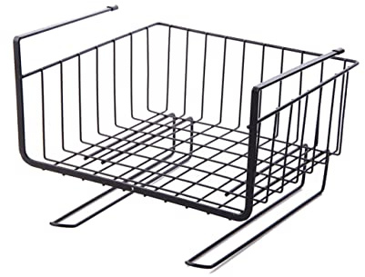 OFFSCH Estante Colgante Debajo del Gabinete de Cocina y Armario Negro de Alambre de Acero Gancho Plano Resistente y Diseño Moderno para Organizar Espacios