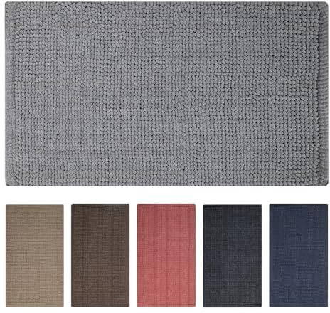 OLIVO.shop Tappeto Bagno Antiscivolo in Ciniglia, Tappetino Bagno Assorbente, Tappeto Cotone CORN (GRIGIO CHIARO, 60x120 cm)