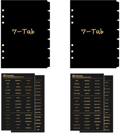 Tovyzalg A5 6-Ring Binder Dividers with Tabs - 14-Pack Durable PVC Plastic Organizers, 7-Tab Index Inserts for School, Office, Home - Includes Reusable Alphabet Stickers (2 Sets) (2)