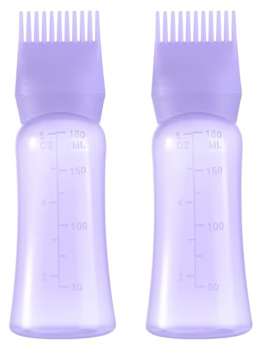 Dymoece Haaröl Applikator 180ml 2 Stück Haarfärbebürste Flasche | Wurzelkamm-Applikatorflasche Haarfärbemittel Flasche Ölkamm Haarwerkzeuge Applikator für Hair Oiling Haar Colorationen