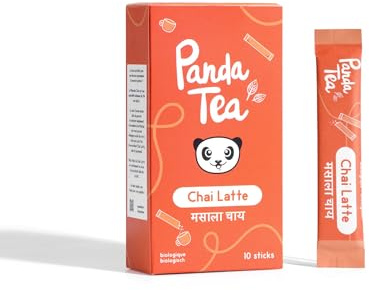 Panda Tea - Hojicha Bio en Sticks - 10 Sticks de Hojicha Poudre - Thé Vert Japonais Grillé à Emporter - 100% Naturel et Certifié Bio - Poudre Fine pour Lattes (Chai)