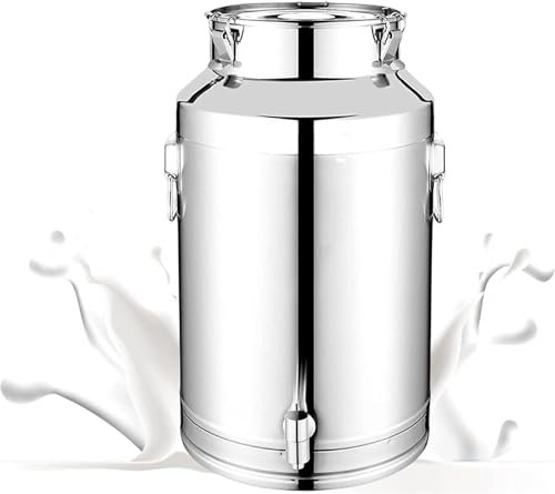 Lechera de acero inoxidable de 35 litros, barril de almacenamiento de líquidos con tapa sellada, ideal para vino, agua, aceite, té y alimentos sólidos, para uso doméstico y cocina