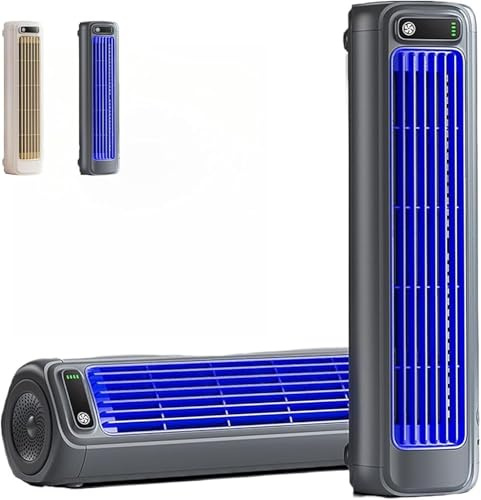 Cooling Ace Turbo Ventilador de aire acondicionado portátil – Torre súper silenciosa de 3 velocidades con USB recargable, modo colgante/vertical para dormitorio, oficina, cocina (color: beige)