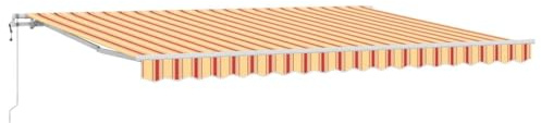 vidaXL Tenda da Sole Automatica e Retrattile Gialla e Arancione, 450 x 350 cm, Resistente ai Raggi UV e Idrorepellente. Ha Un Design a Strisce Perfetto per Stare all'aperto. È motorizzata e Offre co
