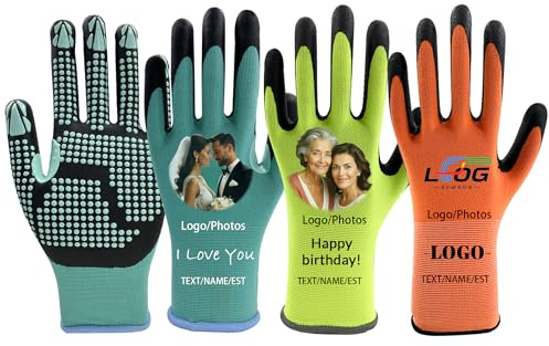 LH-SP 3 Paar personalisierte Gartenhandschuhe, individueller Fototext, einzigartige Geschenkidee – Personalizadas-Design mit Bild oder Nachricht (Nylon, Medium)