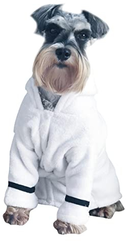 DECOMELODY Kuscheliger Bademantel Mit Kapuze Hochsaugfähiges Mikrofaser Material Schnelltrocknend Und Warm Für Hunde Und Katzen Größe XL Nachthemd Und Pyjama
