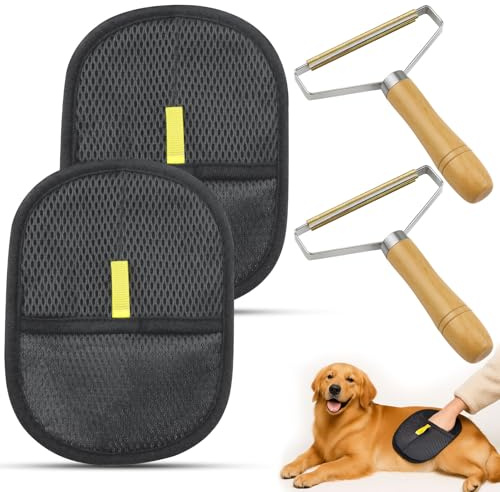 GZqiancang Guanti per Animali Domestici e Levapelucchi Portatile Manuale,4pcs | Riutilizzabile Guanto Magnetico in Pelliccia per Rimuovere i Peli di Animali da Vestiti