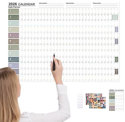 Dopsyesn Calendario de Pared Anual 2026 | Calendario Mensual Para Pared | Organizador Diario 12 Meses Plegable Para Decoración Hogar Oficina Escuela Aula 43x58 Cm