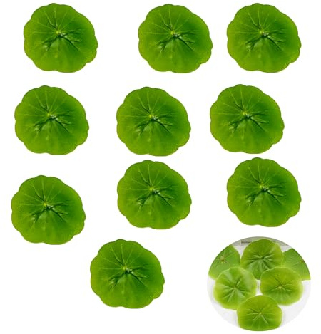 ZAYIO 10PCS Artificial Lily Pad Fish Tank Decorations, Green Floating Small Lotus Leaves Aquarium Plants Artificial for Aquatic Pets to Play and Rest, Realistic Plants for Fish Tank Decor