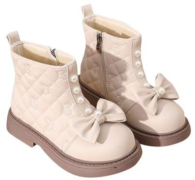 Generisch Winterstiefel Mädchen Halbstiefel Winter Warme Winterschuhe Mädchen Lederstiefel Outdoor Boots Freizeit Festliche Schuhe Einfarbige Dirndlschuhe Freizeitstiefel Springerstiefel