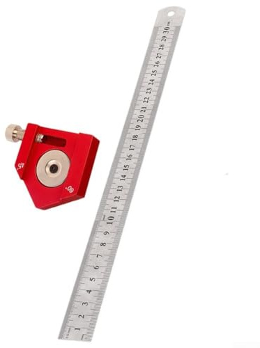 Aprilsunnyzone Angle Scriber and Positioning Block Combined with Steel Ruler for Detailed Woodworking Measurements (A)