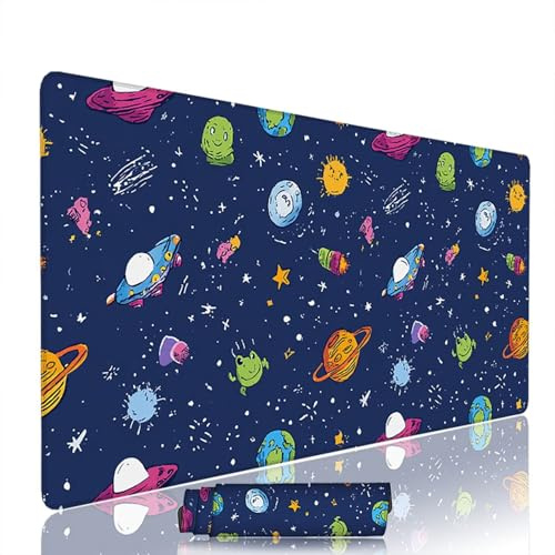 Tapis de Souris Bleu Marine sous Main Bureau Tapis de Souris Gaming XXL 1400x600x3mm Mouse Pad Caoutchouc Dessin animé Grand sous Main Gamer Accessoires PC, pour Clavier Ordinateur Portable w-9540