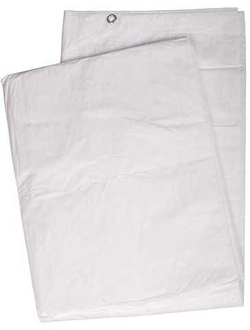 Mivos Bâche de Protection Universelle 3 x 5 m - Blanc - Bâche en Tissu imperméable 60 g/m² pour Meubles de Jardin en Bois - Résistante au moisissure - avec œillets en Aluminium