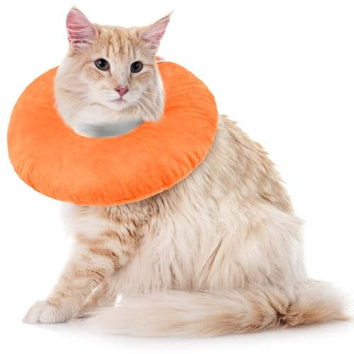 Anti-slickkrage katter, mjukt medicinskt halsband efter kirurgi blomstrut kattkottar för att sluta skrapa i halsen (orange, L)