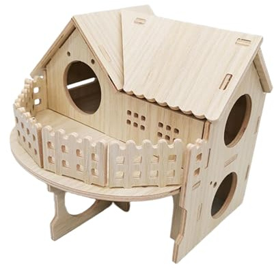 DXEHSEUY Hamsterhus i trä med rolig bur tillbehör för lemmar liten husdjursmus 19 cm x 15,5 cm x 15,5 cm träfärg 19 x 15,5 cm