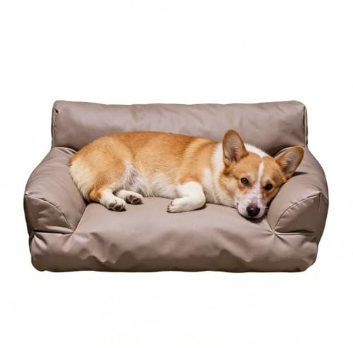 Mozzeilee Katzensofa für Katzen und kleine Hunde, wasserdichtes Kunstleder-Haustier-Couch mit abnehmbarem, waschbarem Bezug, rutschfeste Unterseite, beruhigendes Kissen für Hunde (55 x 40 x 26 cm