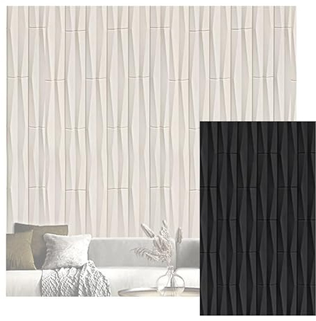 XLIHAWY 3D Faux Stone Wall Panels, PU Wainscoting Panel for Interior Wall Decor, Cement Texture Thicker Accent Wall Stickers for Home Office(Black,0.6x1.2m/23.6x47.2in/2pcs)