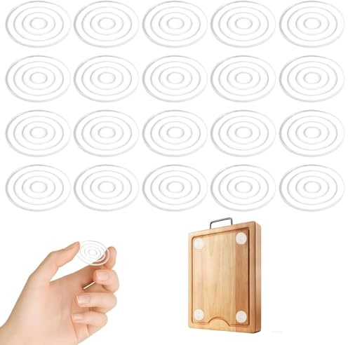20pcs Cutting Board Feet Non Slip, Rubber Feet for Cutting Board, Self-Adhesive Silicone Pads, No Screws Needed, Reusable & Washable Rubber CuttingBoard Feet