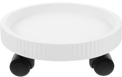 VINTORKY Plateau Amovible pour Pots de Fleurs roulettes, Support Rond pour Plantes D’intérieur et Jardinage, Base en Polypropylène Blanc 220 Mm, Chariot Mobile pour Pots Lourds