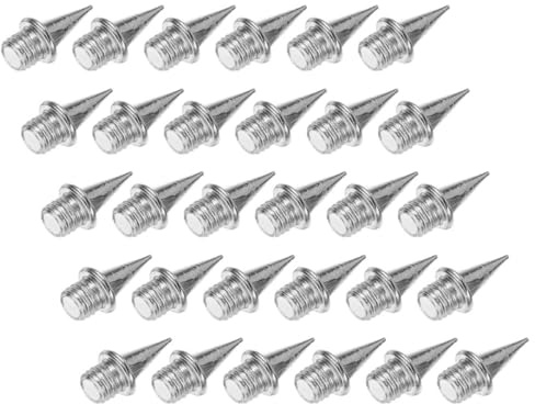 Veemoon Clavos Metálicos para Zapatillas de Atletismo 30 Piezas, Picos Cortos de Acero 9,5 Mm, Compatibles para Sprint y Salto en Pista, Repuesto para Correr en Superficies Sintéticas