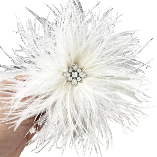Broche plume brosch stor hårnål vintage festdekoration strutsfjäder brosch jul tillbehör