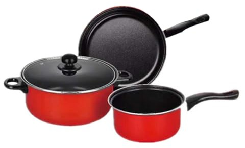 TOYANDONA 3 Pièces Set de Ustensiles de Cuisine Multifonctionnels Antiadhésifs Comprenant Poêle Casserole et Poêlon It pour Usage Quotidien Maison Compatible Induction Design Compact